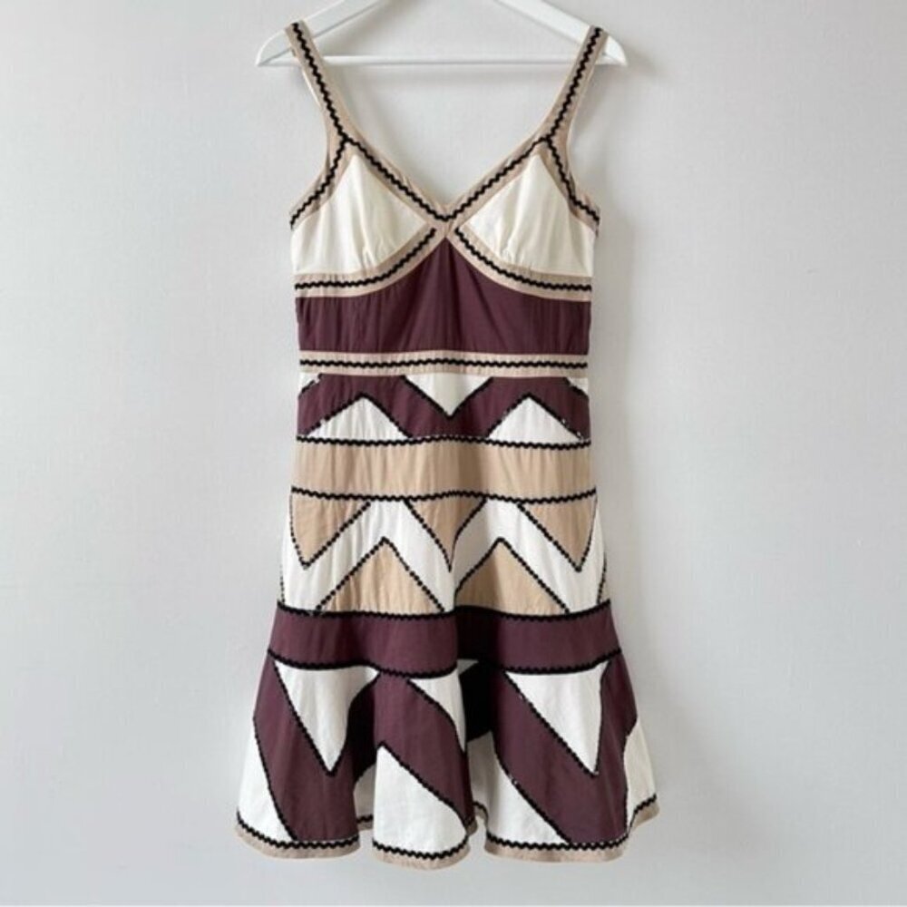 BCBGMaxAzria Brown and Cream Mini Dress